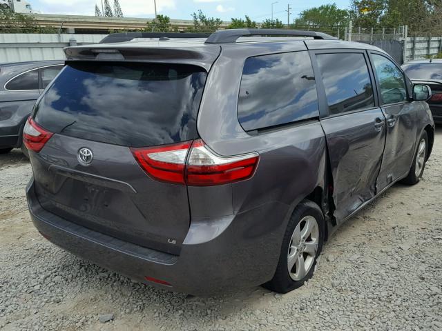 5TDKZ3DC6HS791521 - 2017 TOYOTA SIENNA LE GRAY photo 4