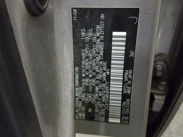 JTLKT324854009177 - 2005 TOYOTA SCION XB Күміс фото 10