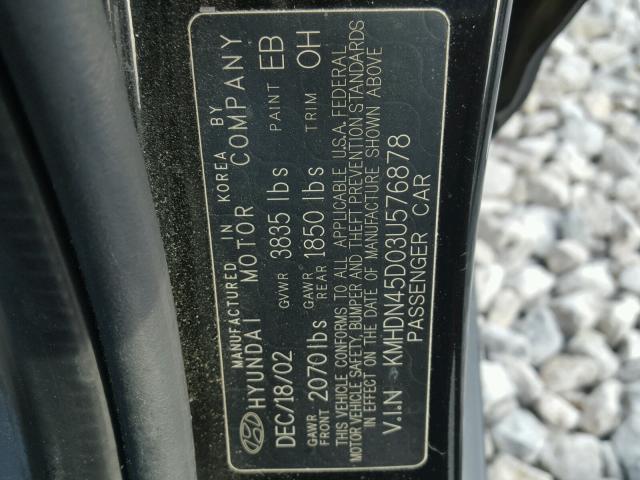 KMHDN45D03U576878 - 2003 HYUNDAI ELANTRA GL BLACK photo 10