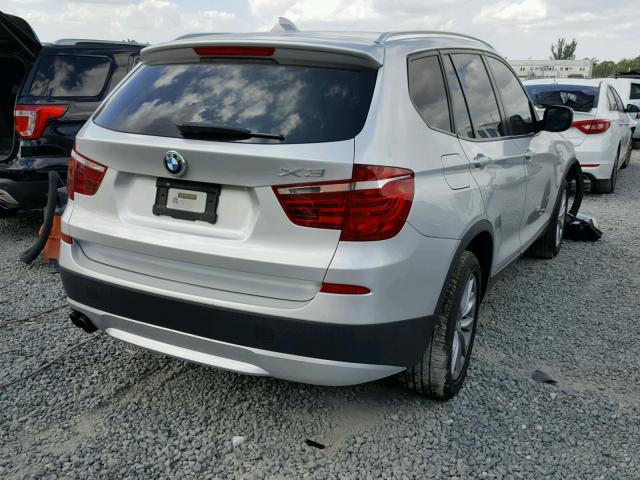 5UXWX9C52D0A20551 - 2013 BMW X3 XDRIVE2 SILVER photo 4