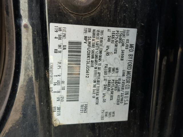 5LMFU28R13LJ35612 - 2003 LINCOLN NAVIGATOR 黑色 照片 10