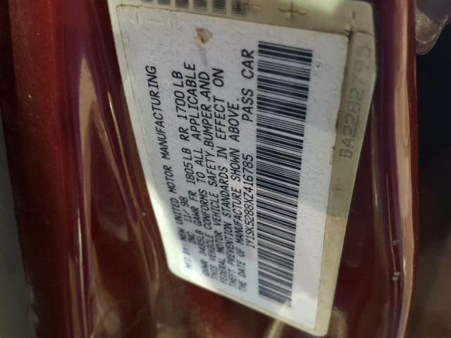 1Y1SK5288XZ416785 - 1999 CHEVROLET GEO PRIZM 红色 照片 10