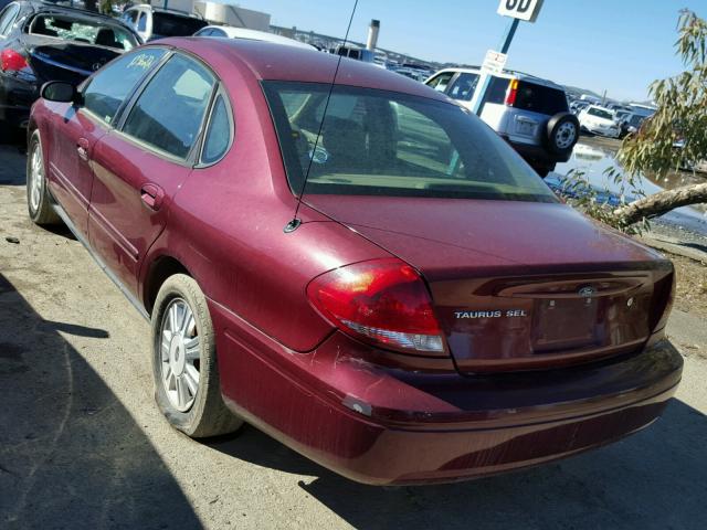 1FAFP56U57A141105 - 2007 FORD TAURUS SEL BURGUNDY photo 3