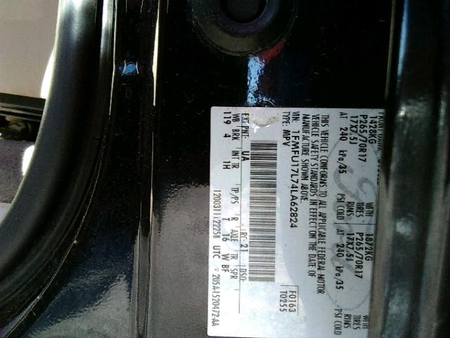 1FMFU17L74LA62824 - 2004 FORD EXPEDITION BLACK photo 10