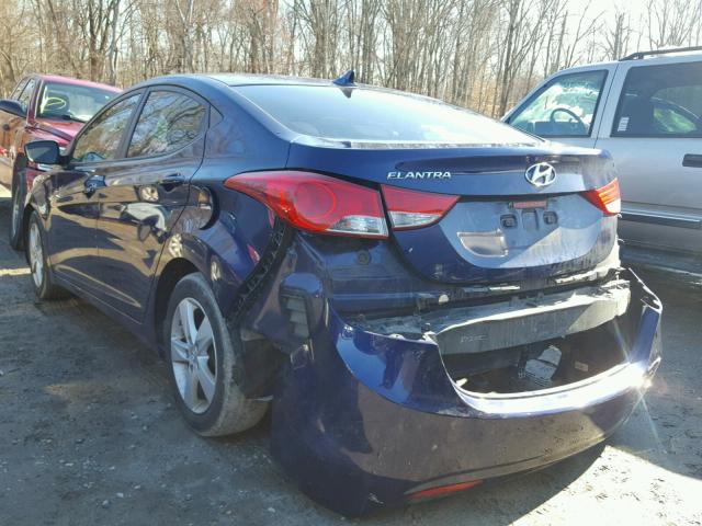 5NPDH4AE7DH293013 - 2013 HYUNDAI ELANTRA GL BLUE photo 3