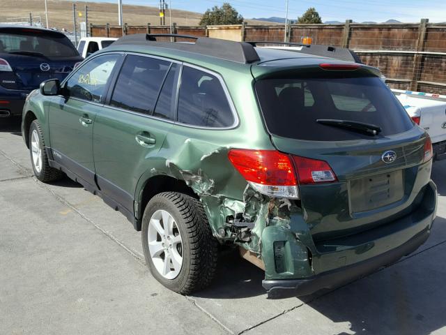 4S4BRBCC7D3318147 - 2013 SUBARU OUTBACK 2. GREEN photo 3