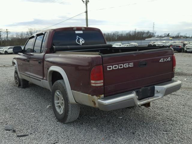 1B7GG2AN71S180860 - 2001 DODGE DAKOTA QUA BURGUNDY photo 3