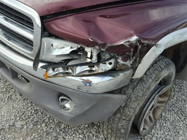 1B7GG2AN71S180860 - 2001 DODGE DAKOTA QUA BURGUNDY photo 9