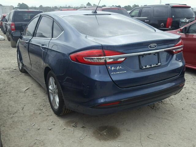 3FA6P0H77JR129514 - 2018 FORD FUSION SE BLUE photo 3