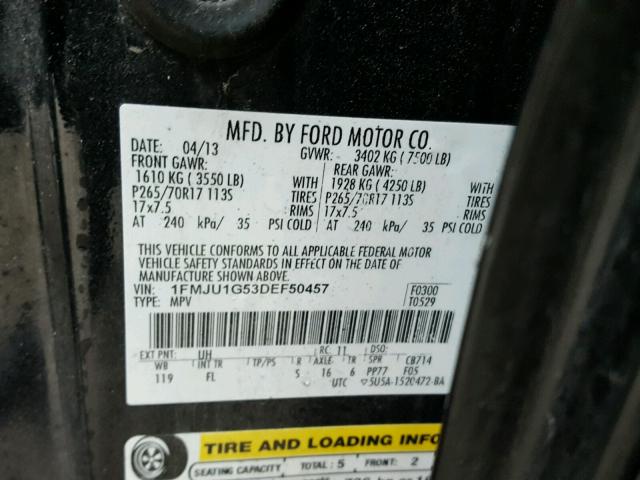 1FMJU1G53DEF50457 - 2013 FORD EXPEDITION BLACK photo 10