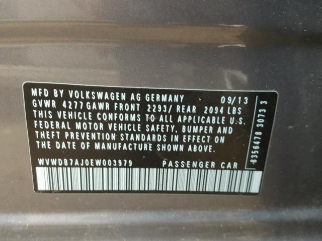 WVWDB7AJ0EW003979 - 2014 VOLKSWAGEN GOLF 灰色 照片 10