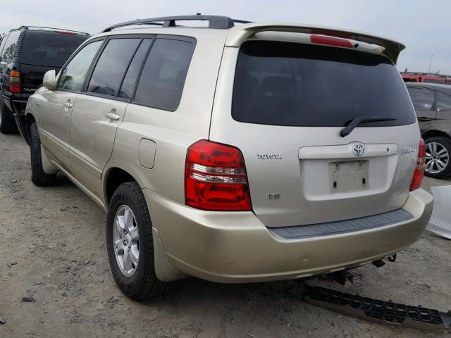 JTEGF21A910023287 - 2001 TOYOTA HIGHLANDER TAN photo 3