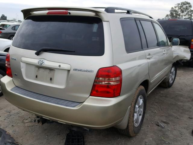 JTEGF21A910023287 - 2001 TOYOTA HIGHLANDER TAN photo 4