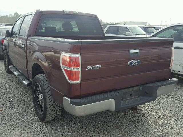 1FTRW12899FA33328 - 2009 FORD F150 SUPER MAROON photo 3