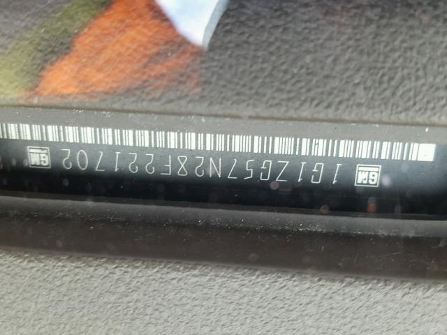 1G1ZG57N28F221702 - 2008 CHEVROLET MALIBU LS გრაფიტი ფოტო 10