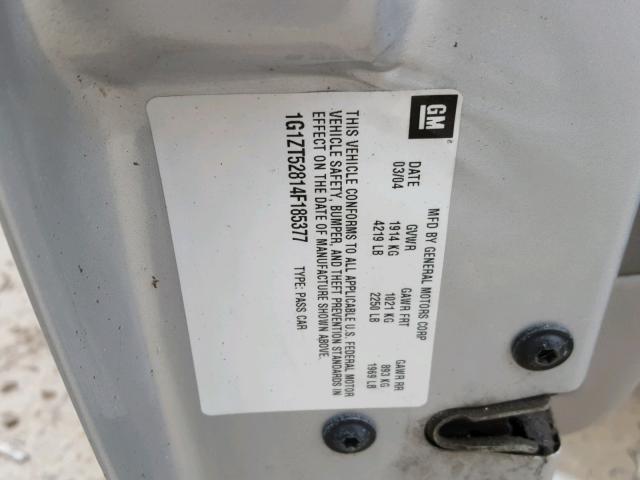 1G1ZT52814F185377 - 2004 CHEVROLET MALIBU LS 银色 照片 10