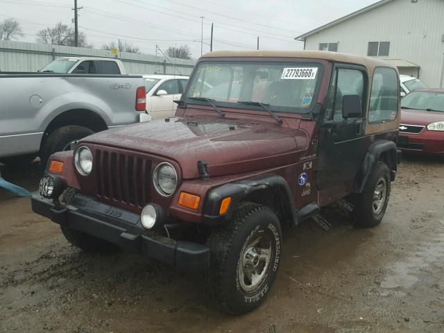 1J4FA39S02P734400 - 2002 JEEP WRANGLER / MAROON photo 2