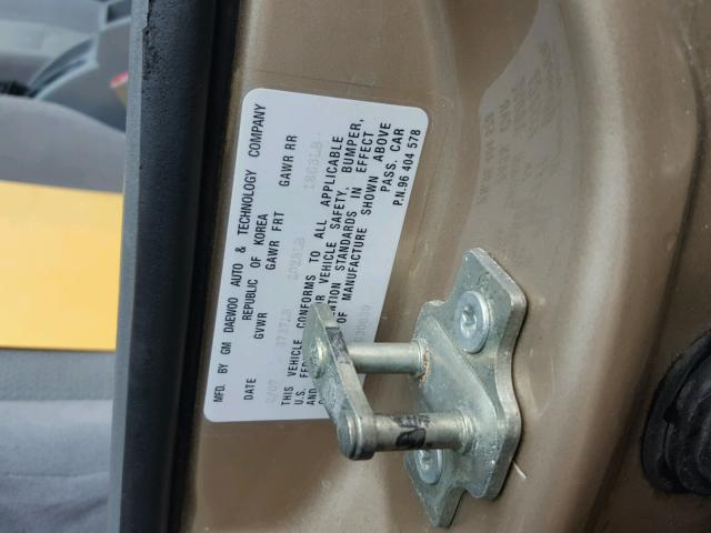 KL5JD56ZX7K630639 - 2007 SUZUKI FORENZA BA TAN photo 10