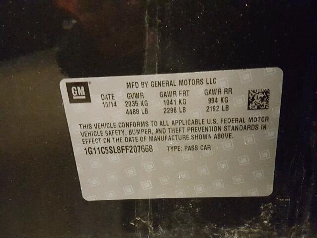 1G11C5SL8FF207668 - 2015 CHEVROLET MALIBU 1LT გრაფიტი ფოტო 10