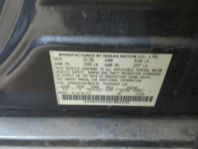 1N4BA41E66C862630 - 2006 NISSAN MAXIMA SE GRAY photo 10