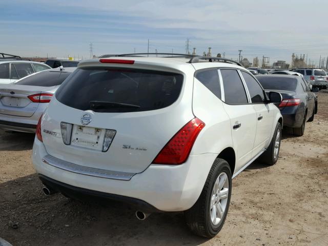 JN8AZ08W07W655404 - 2007 NISSAN MURANO SL WHITE photo 4