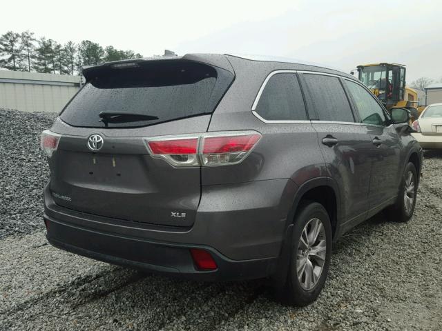 5TDKKRFHXFS090512 - 2015 TOYOTA HIGHLANDER GRAY photo 4