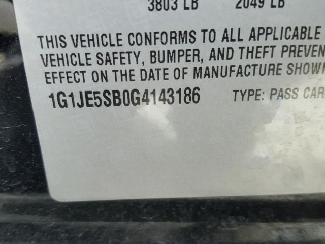 1G1JE5SB0G4143186 - 2016 CHEVROLET SONIC LTZ BLACK photo 10