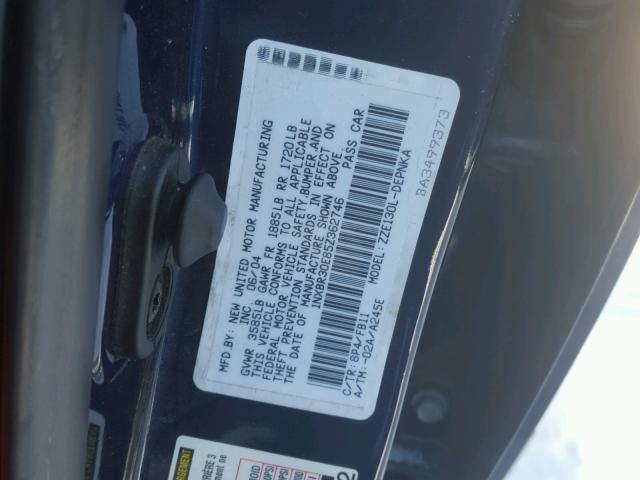 1NXBR30E85Z362746 - 2005 TOYOTA COROLLA CE BLUE photo 10