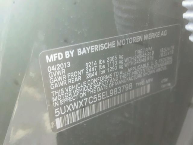 5UXWX7C55EL983798 - 2014 BMW X3 XDRIVE3 BLACK photo 10