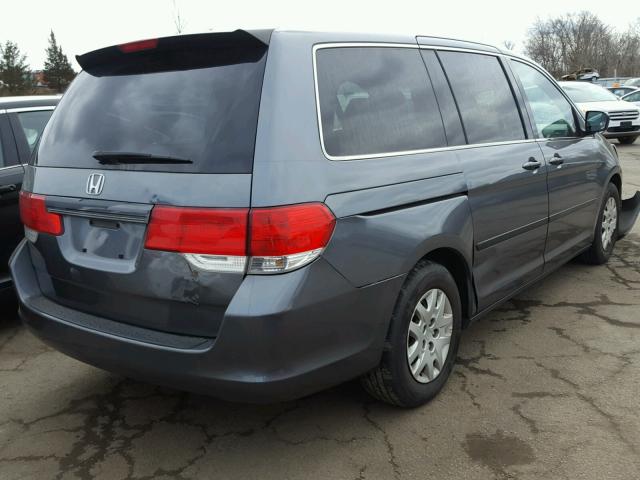 5FNRL3H28AB014821 - 2010 HONDA ODYSSEY LX GRAY photo 4