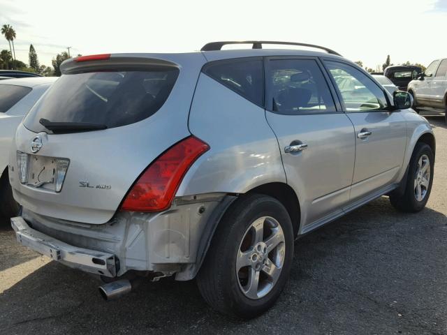 JN8AZ08W94W310111 - 2004 NISSAN MURANO SL SILVER photo 4