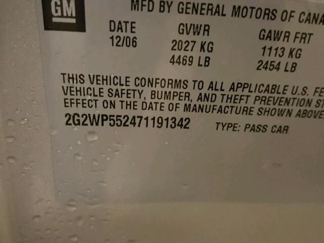 2G2WP552471191342 - 2007 PONTIAC GRAND PRIX SILVER photo 10