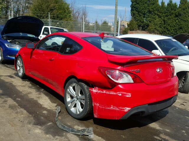 KMHHT6KDXAU004642 - 2010 HYUNDAI GENESIS CO RED photo 3