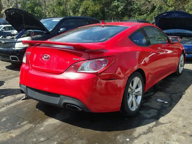 KMHHT6KDXAU004642 - 2010 HYUNDAI GENESIS CO RED photo 4