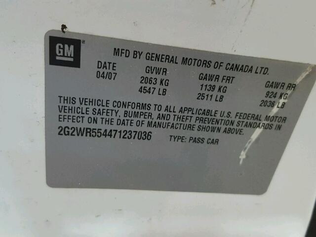 2G2WR554471237036 - 2007 PONTIAC GRAND PRIX Ağ foto 10