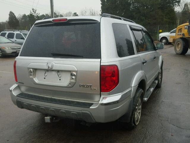 2HKYF18785H557807 - 2005 HONDA PILOT EXL SILVER photo 4