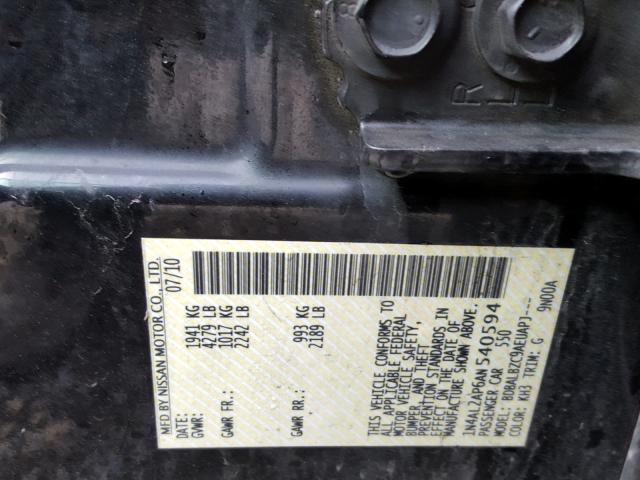 1N4AL2AP6AN540594 - 2010 NISSAN ALTIMA BAS BLACK photo 10