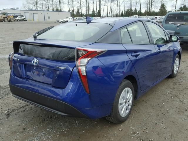 JTDKBRFU4H3543198 - 2017 TOYOTA PRIUS BLUE photo 4