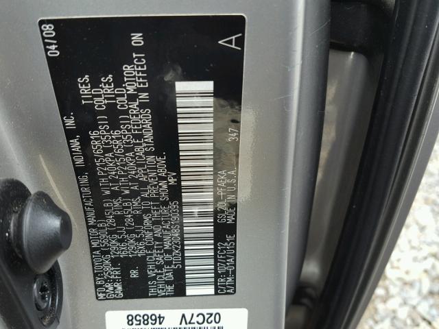 5TDZK23C48S190395 - 2008 TOYOTA SIENNA CE GRAY photo 10