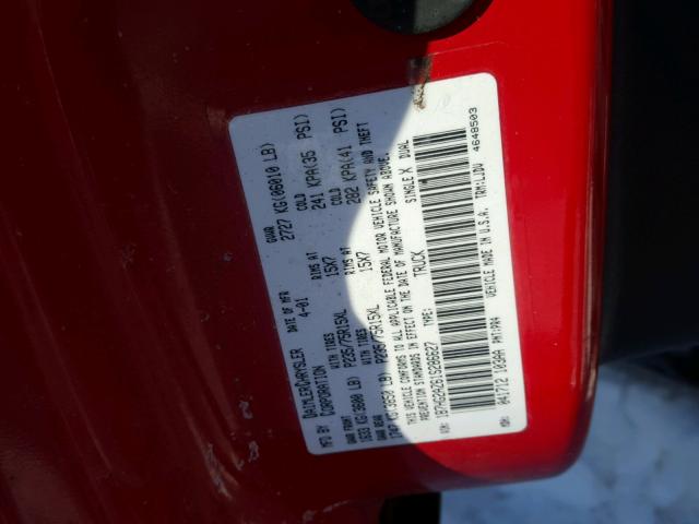 1B7HG2AZ61S286627 - 2001 DODGE DAKOTA QUA RED photo 10