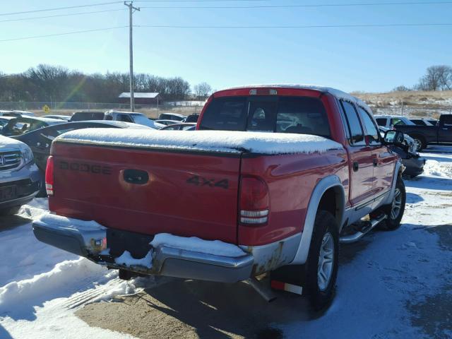 1B7HG2AZ61S286627 - 2001 DODGE DAKOTA QUA RED photo 4