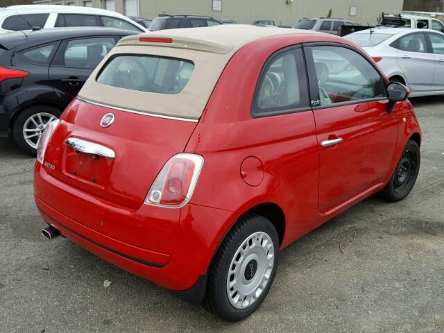 3C3CFFDR8DT686311 - 2013 FIAT 500 POP RED photo 4