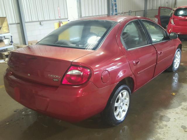 1B3ES56C45D172550 - 2005 DODGE NEON SXT MAROON photo 4