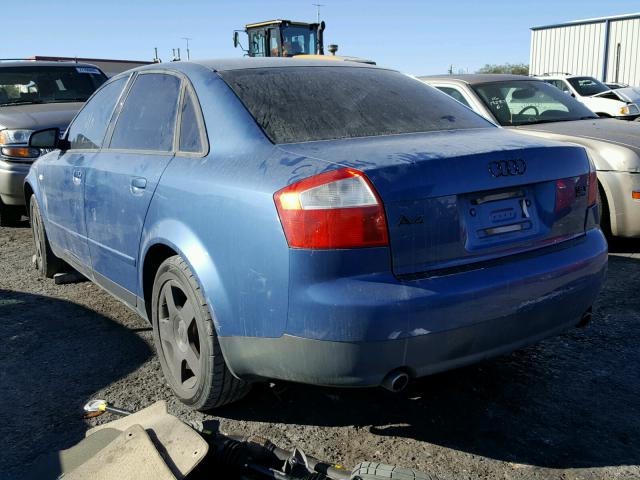 WAULC68EX2A107820 - 2002 AUDI A4 1.8T QU BLUE photo 3