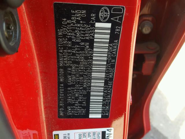 2T1KR32E05C381287 - 2005 TOYOTA MATRIX 红色 照片 10