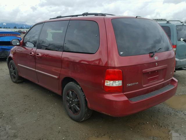 KNDUP132356695661 - 2005 KIA SEDONA EX RED photo 3