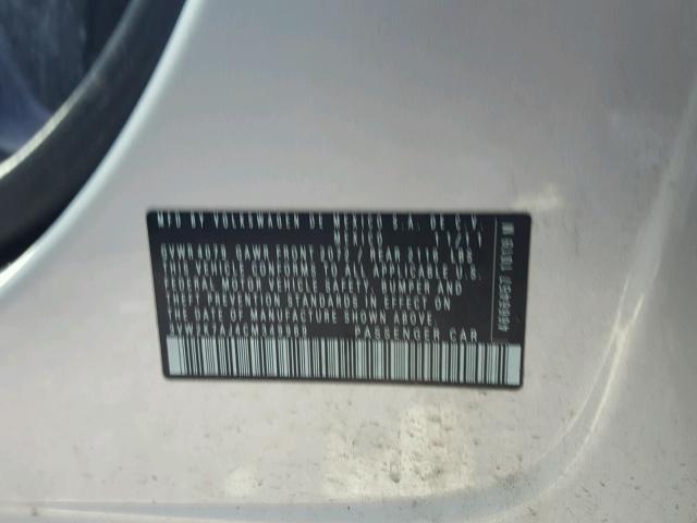 3VW2K7AJ4CM349969 - 2012 VOLKSWAGEN JETTA BASE ნაცრისფერი ფოტო 10