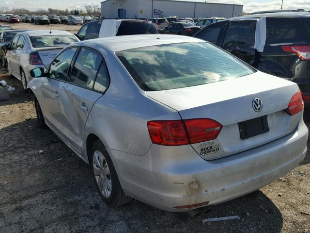 3VW2K7AJ4CM349969 - 2012 VOLKSWAGEN JETTA BASE GRAY photo 3