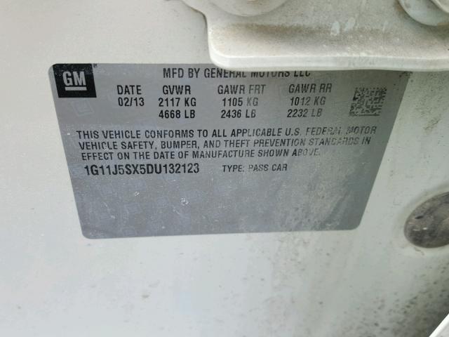 1G11J5SX5DU132123 - 2013 CHEVROLET MALIBU LTZ 奶油色 照片 10