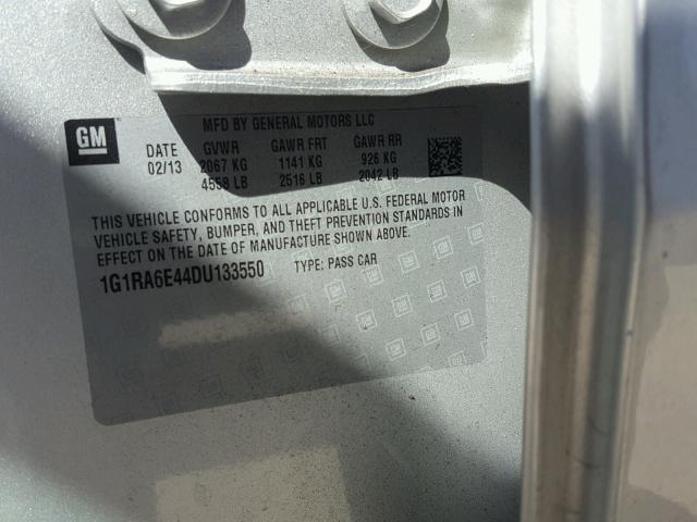 1G1RA6E44DU133550 - 2013 CHEVROLET VOLT SILVER photo 10